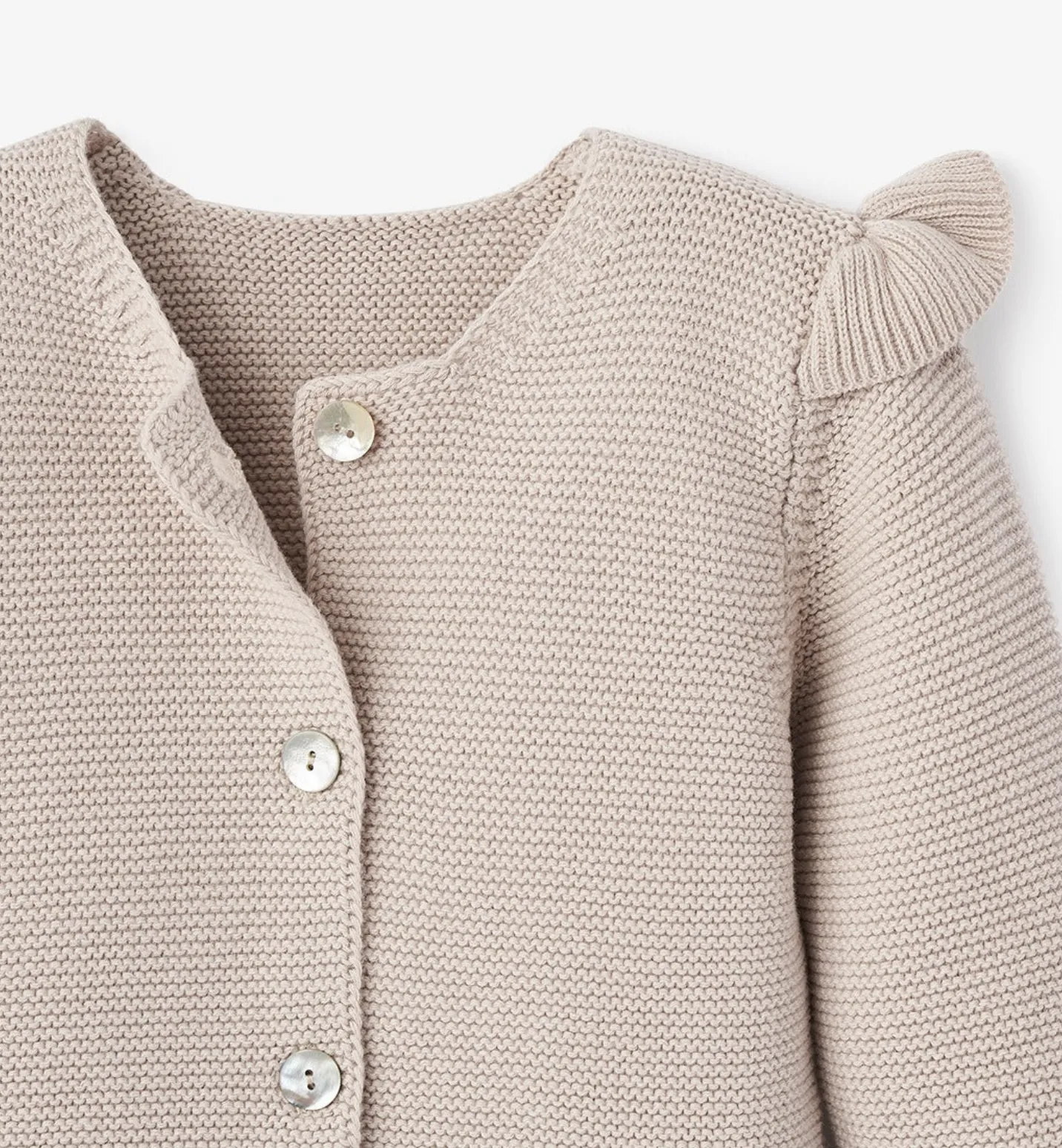 Taupe Flutter Sleeve Baby Cardigan