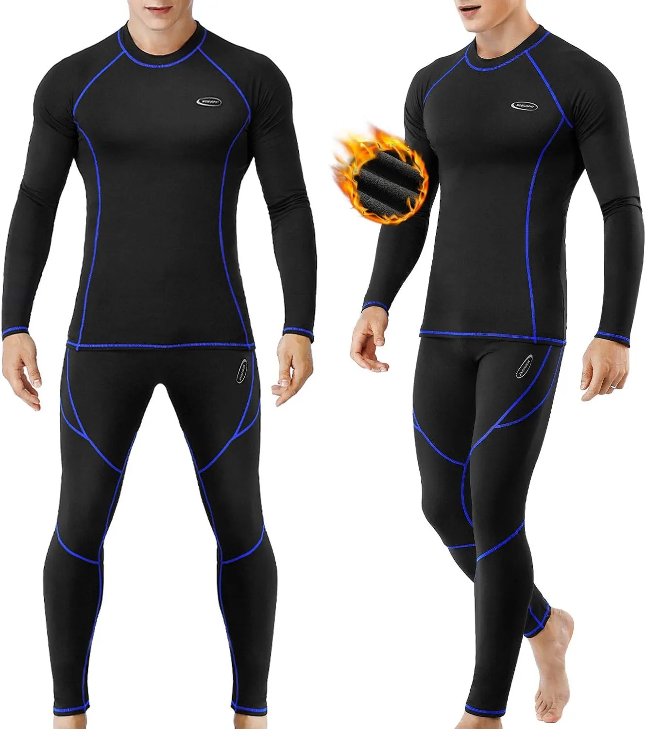 Thermal Underwear for Men Long Johns Set with Fleece Lined Base Layer Top Bottom