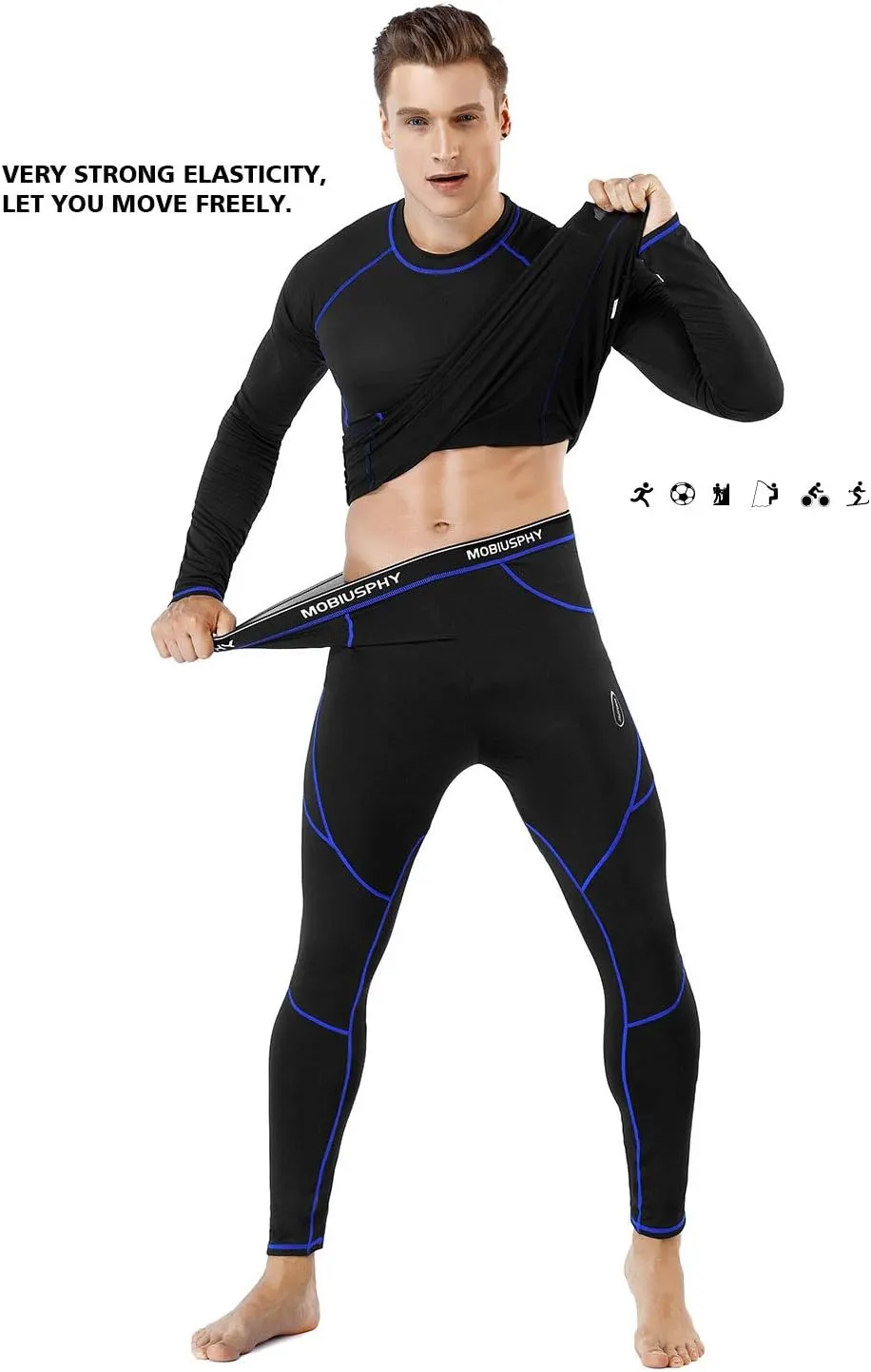 Thermal Underwear for Men Long Johns Set with Fleece Lined Base Layer Top Bottom
