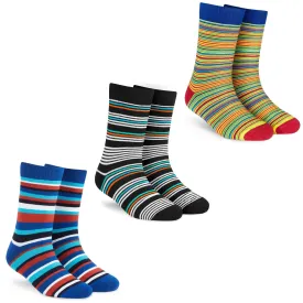 Unisex Crew Socks - Pack of 3: Modern Stripes for All Seasons