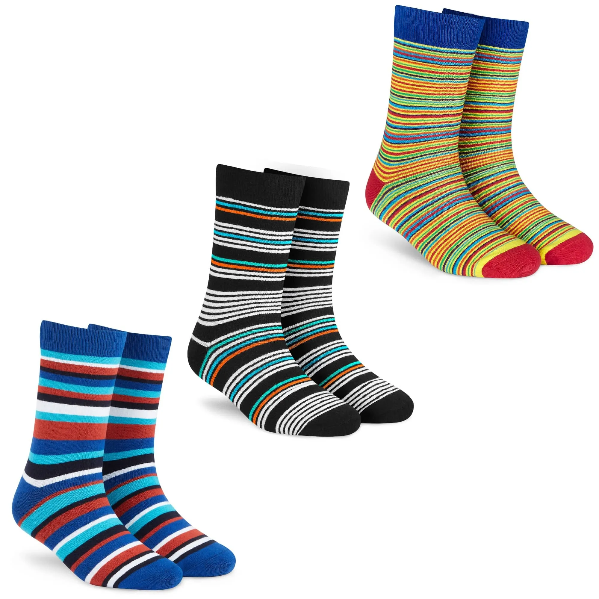 Unisex Crew Socks - Pack of 3: Modern Stripes for All Seasons