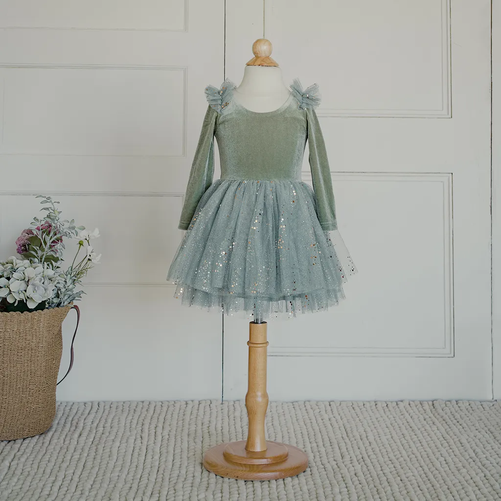 Velour Ballerina Dress - Sage (FINAL SALE)