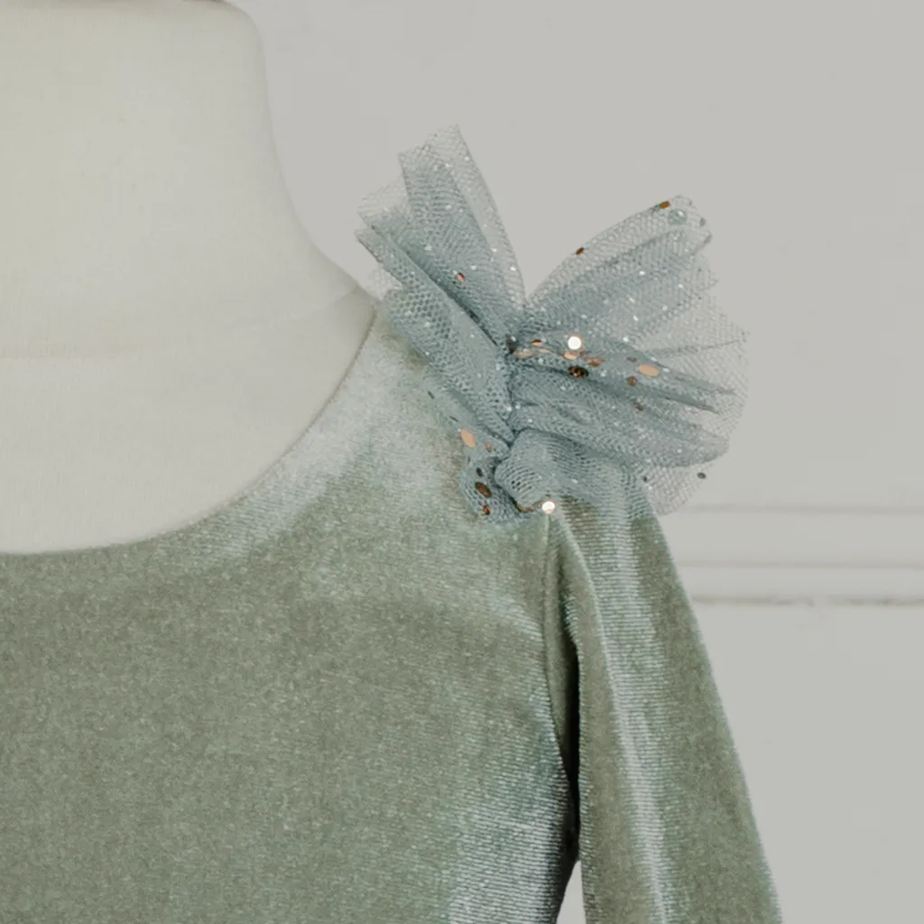 Velour Ballerina Dress - Sage (FINAL SALE)