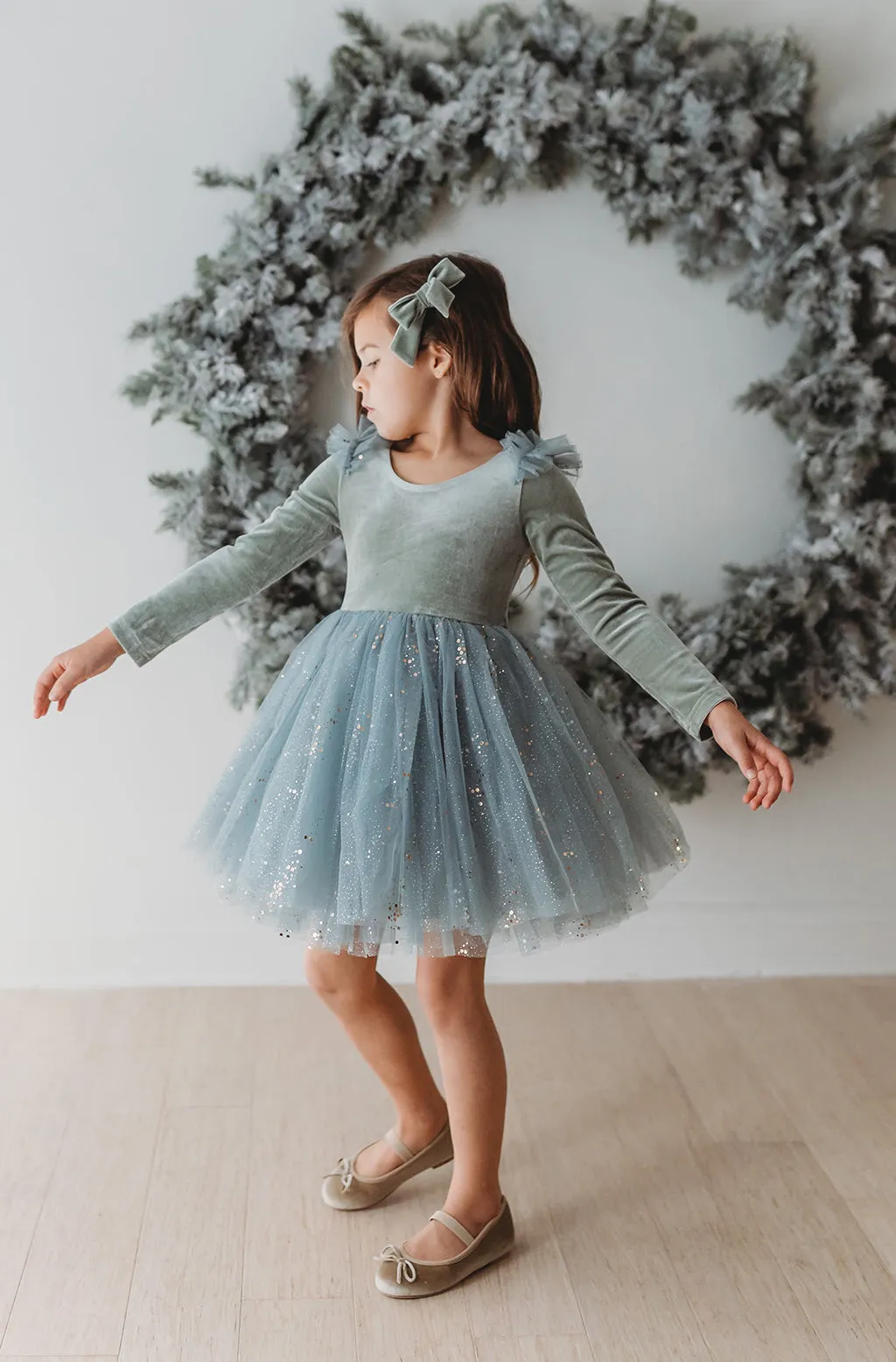 Velour Ballerina Dress - Sage (FINAL SALE)