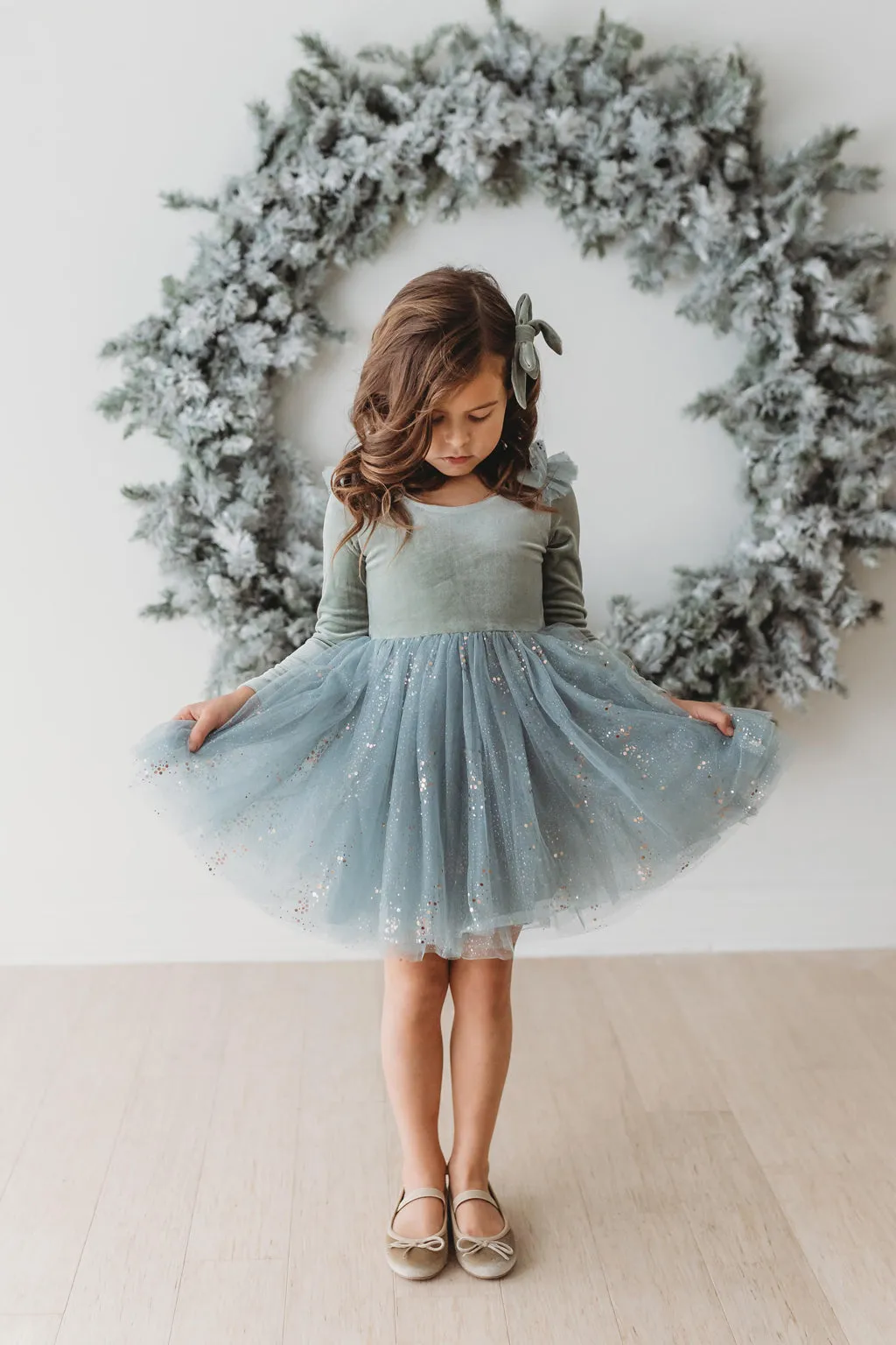 Velour Ballerina Dress - Sage (FINAL SALE)