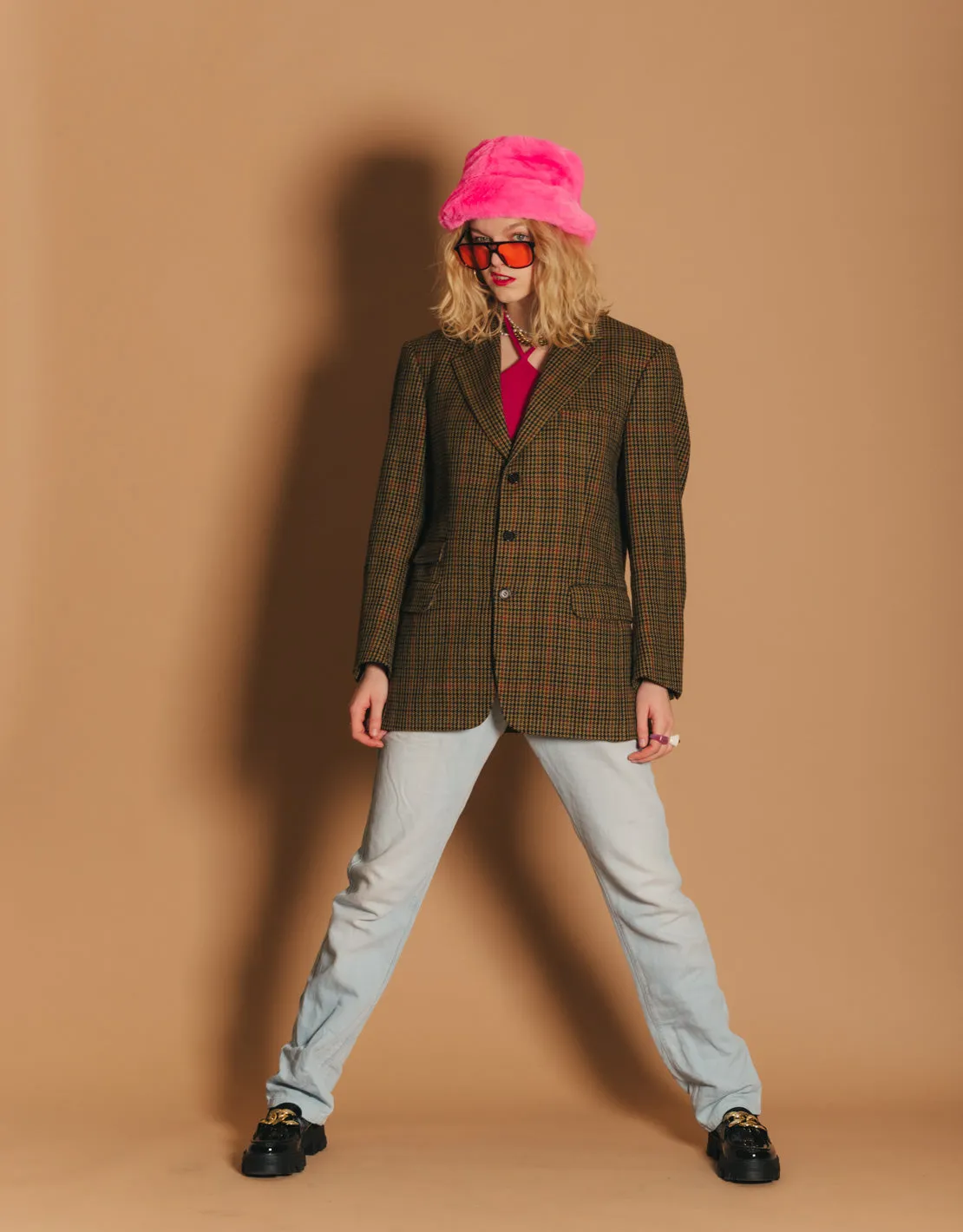 Vintage burberry checkered dad blazer