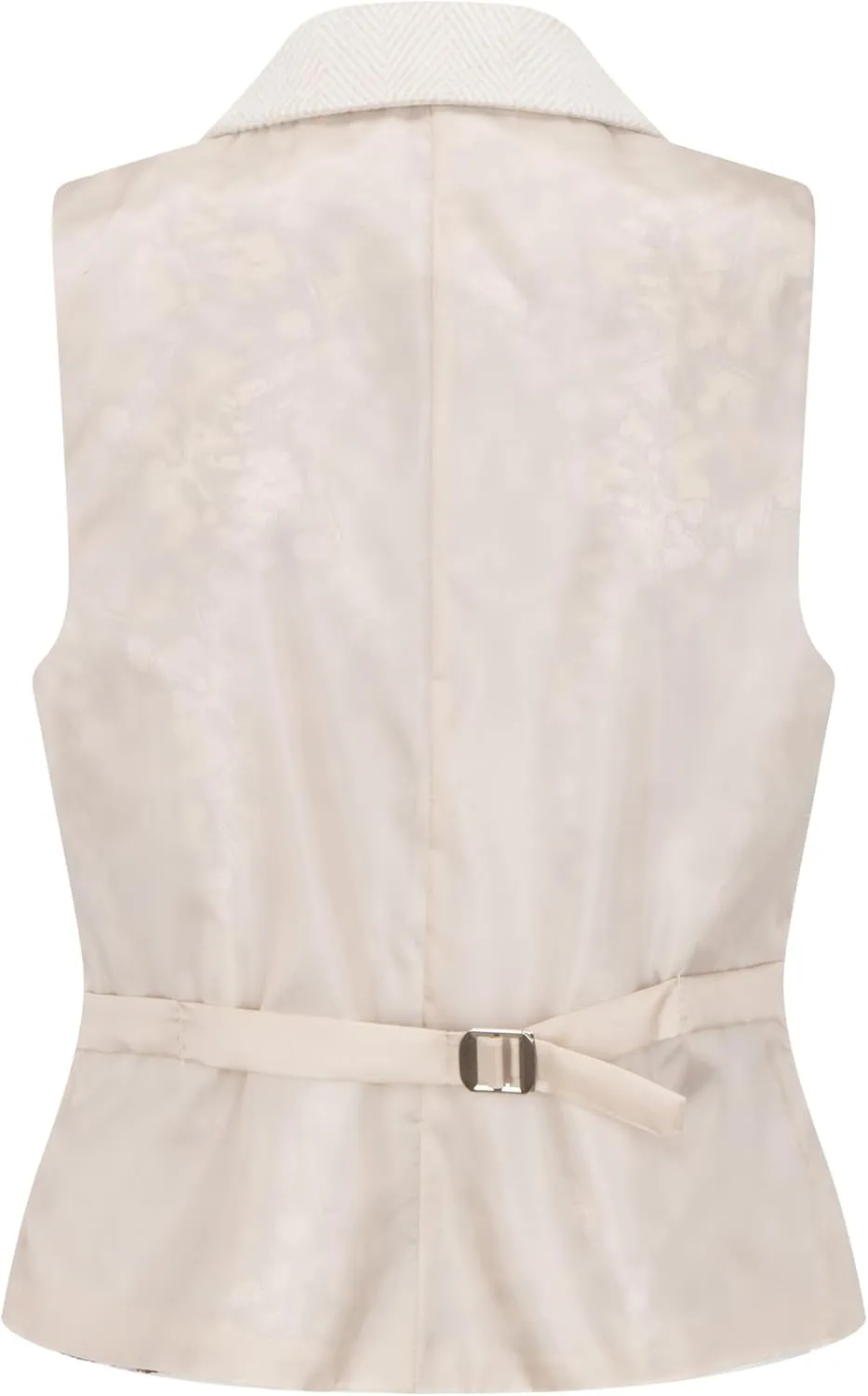 Women's 2 Piece Set Tweed Blazer Waistcoat Herringbone Check