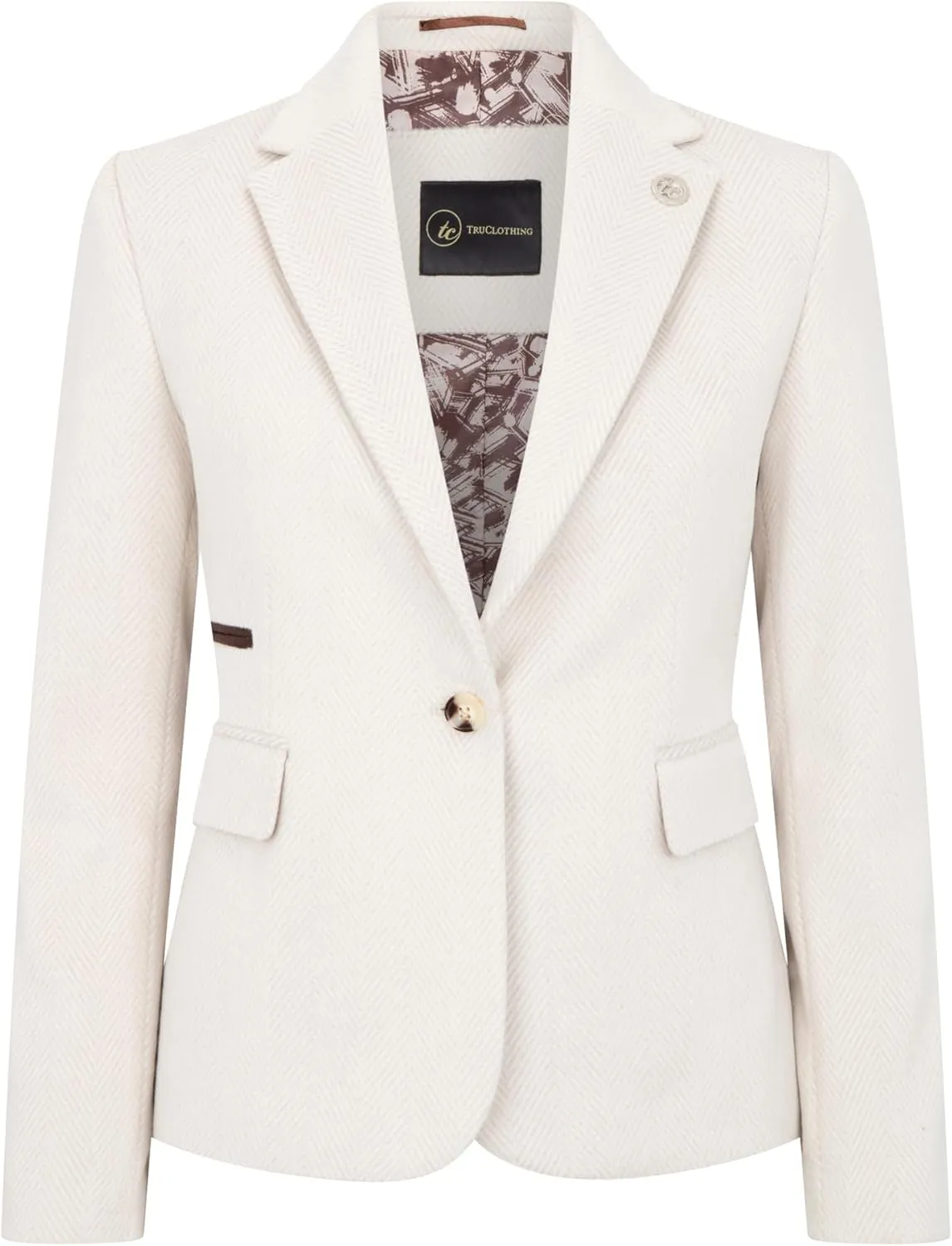 Women's 2 Piece Set Tweed Blazer Waistcoat Herringbone Check