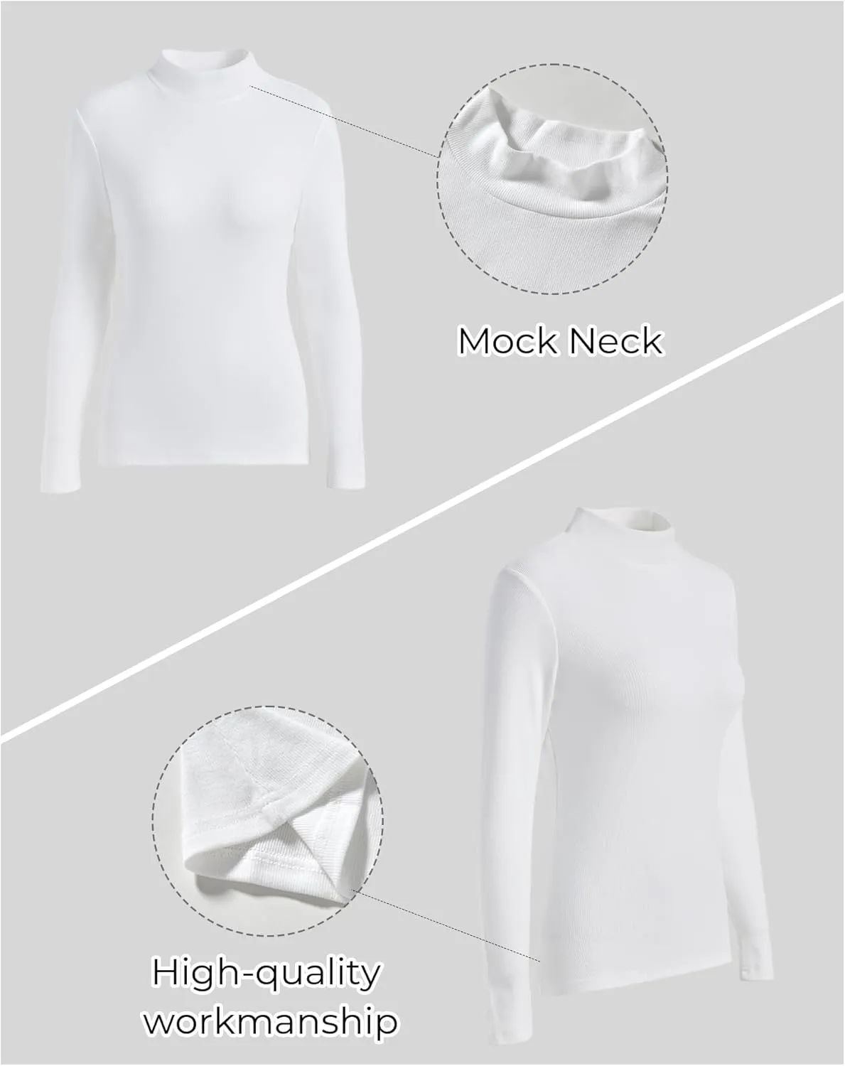Womens Mock Neck Long Sleeve Shirts Fall Tops Basic Tees 2024 Trendy T-Shirt Undershirt