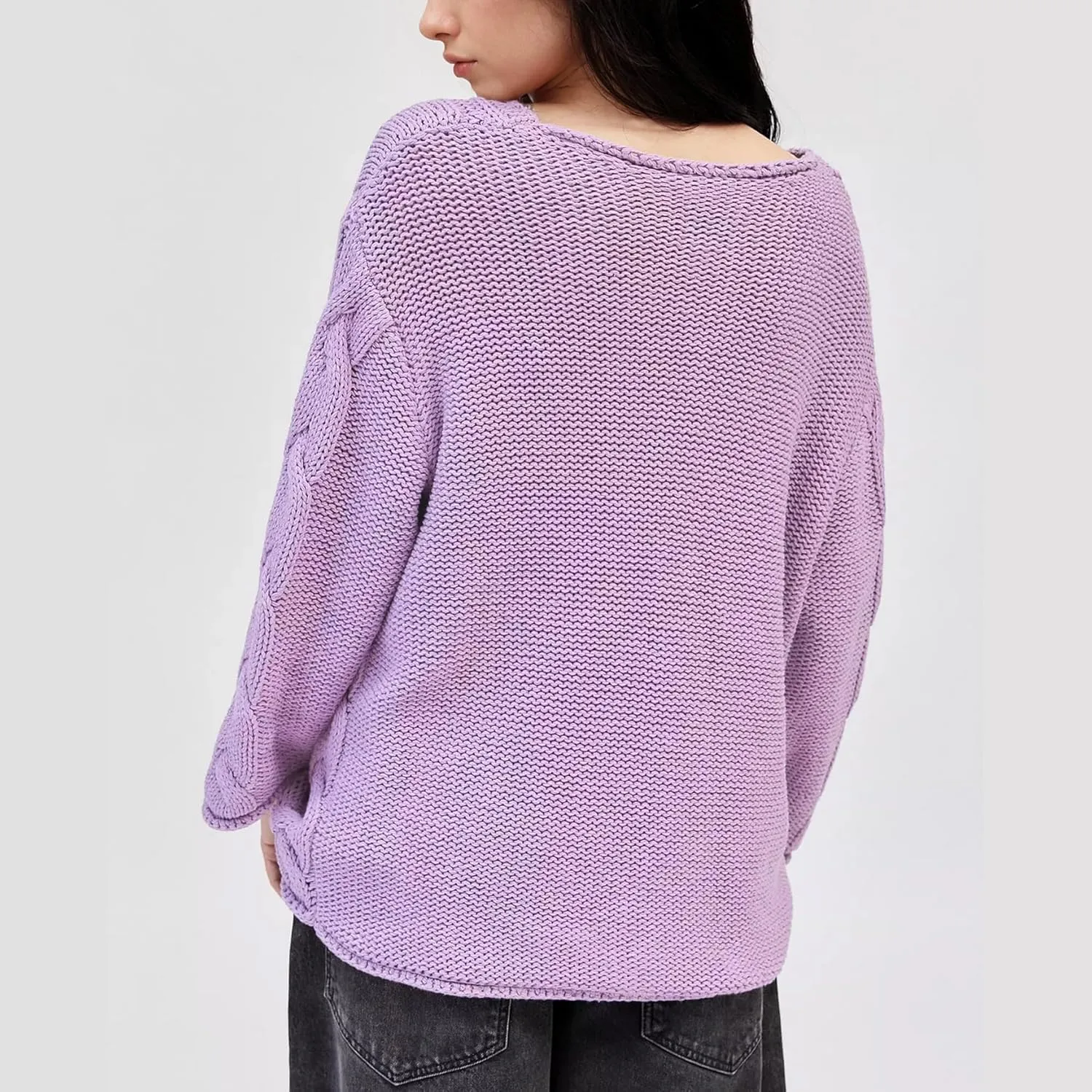 Womens Oversized Sweater Slouchy Wide V Neck Pullover Sweater Casual Long Sleeve Cable Knit Chunky Sweaters Tops