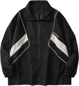 Wyeysyt Women's Y2k Jacket Zip Up Lightweight Windbreaker Jacket Varsity Oversized Sport Jacket Y2k Clothing 90s Jacket