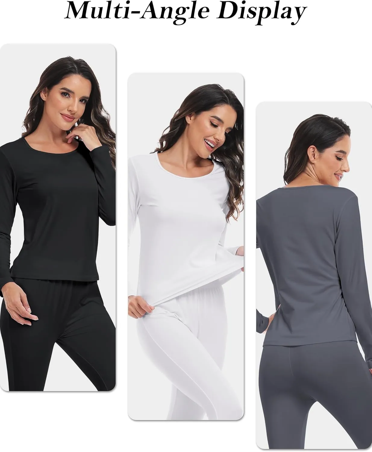 ZUTY 3 Pack Long Sleeve Thermal Shirts for Women Tops Long Johns Lightweight Winter Clothes Warm Base Layer