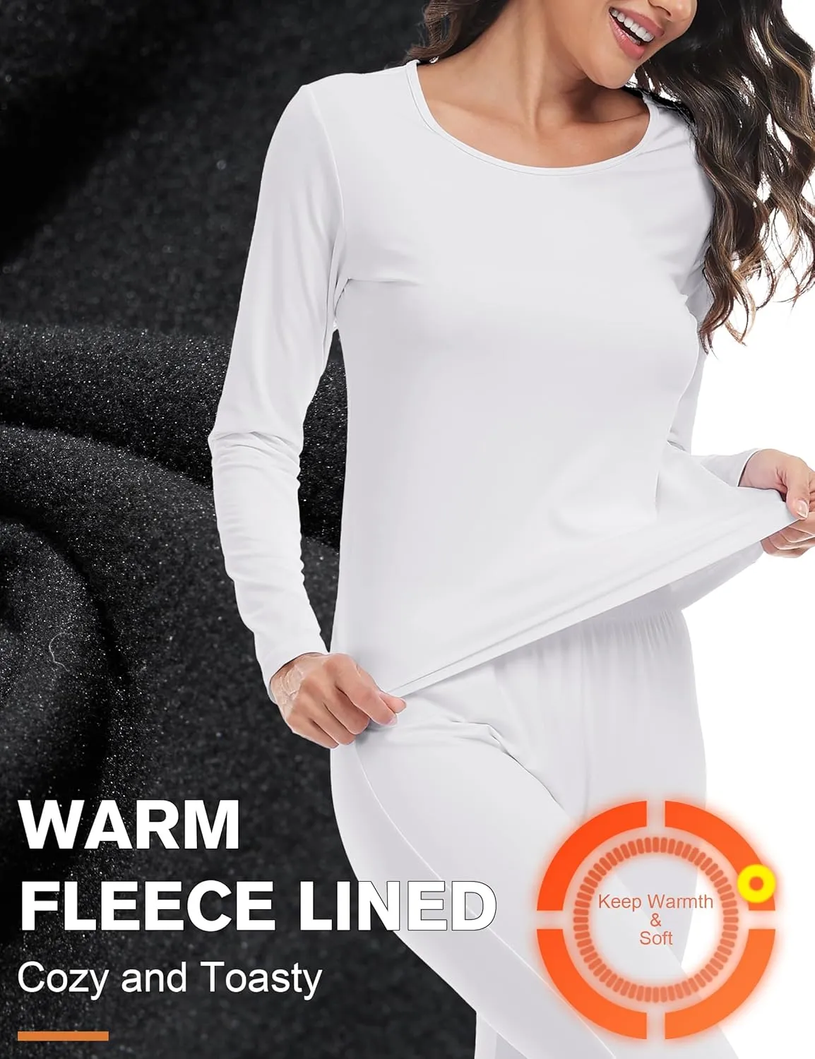 ZUTY 3 Pack Long Sleeve Thermal Shirts for Women Tops Long Johns Lightweight Winter Clothes Warm Base Layer