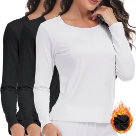 ZUTY 3 Pack Long Sleeve Thermal Shirts for Women Tops Long Johns Lightweight Winter Clothes Warm Base Layer